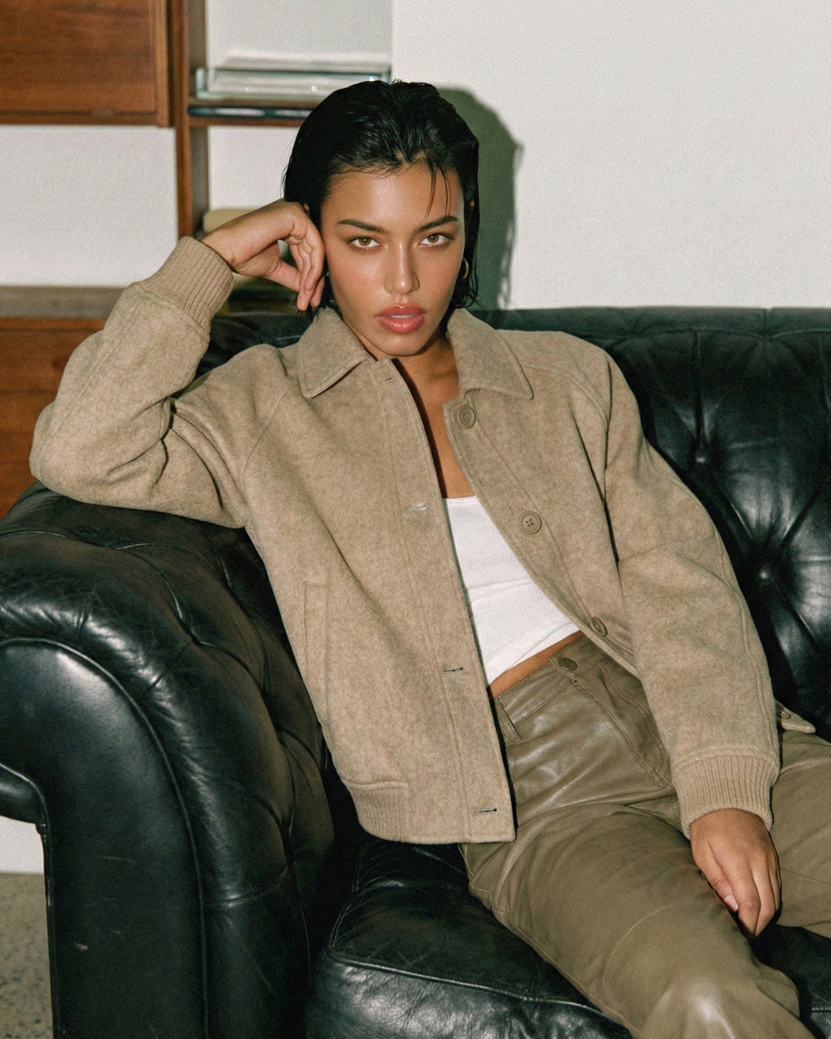 Taupe 100% merino wool jacket