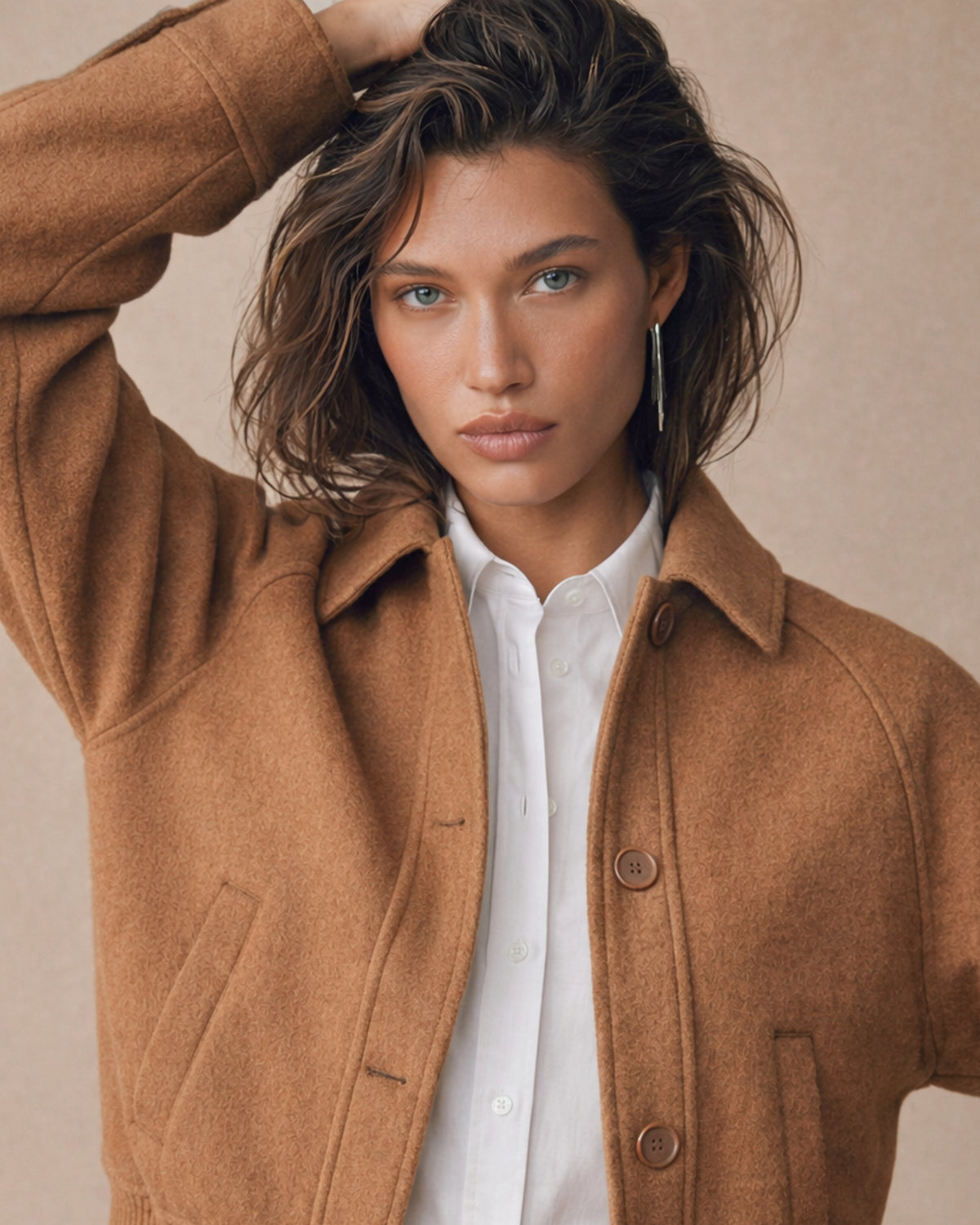 Camel jacket 100% merino wool