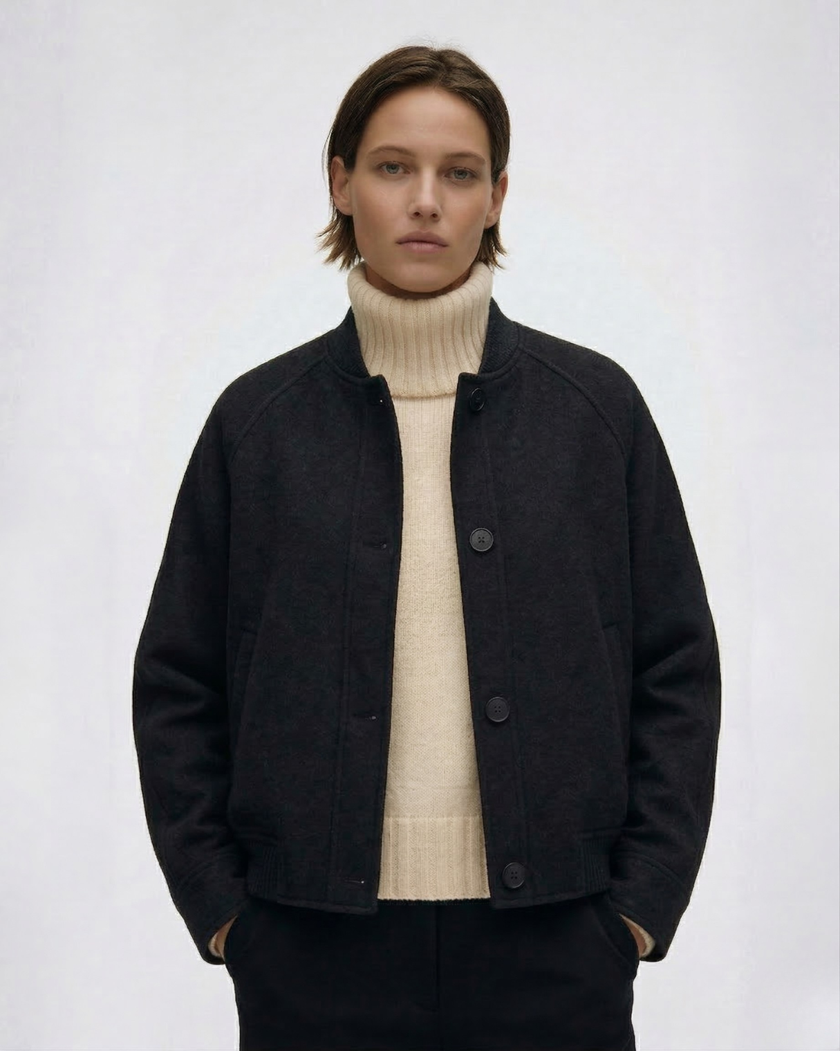 Black jacket 100% merino wool