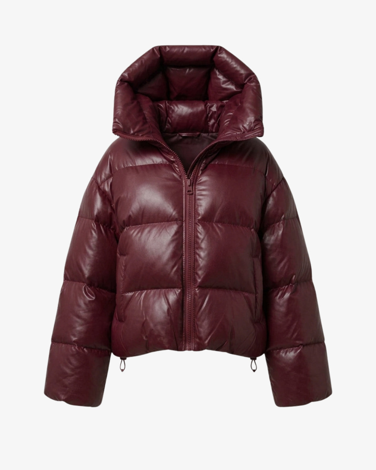 Burgundy hooded puffer jacket